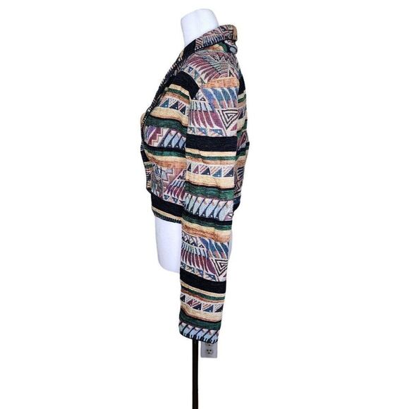 Vintage 1980s Striped Southwestern Jacket Womens Size L Brown Striped Tapestry A - Picture 4 of 4
